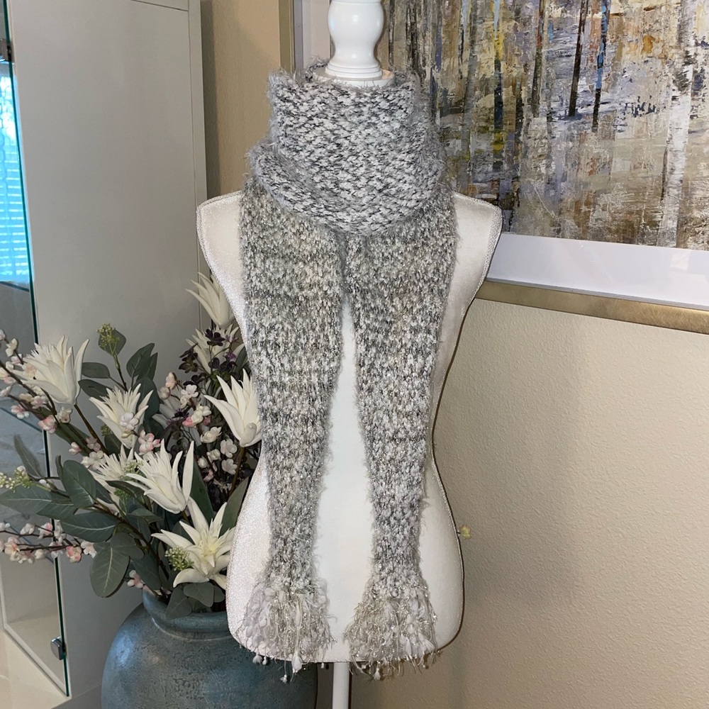 Beautiful white sparkly long warm scarf